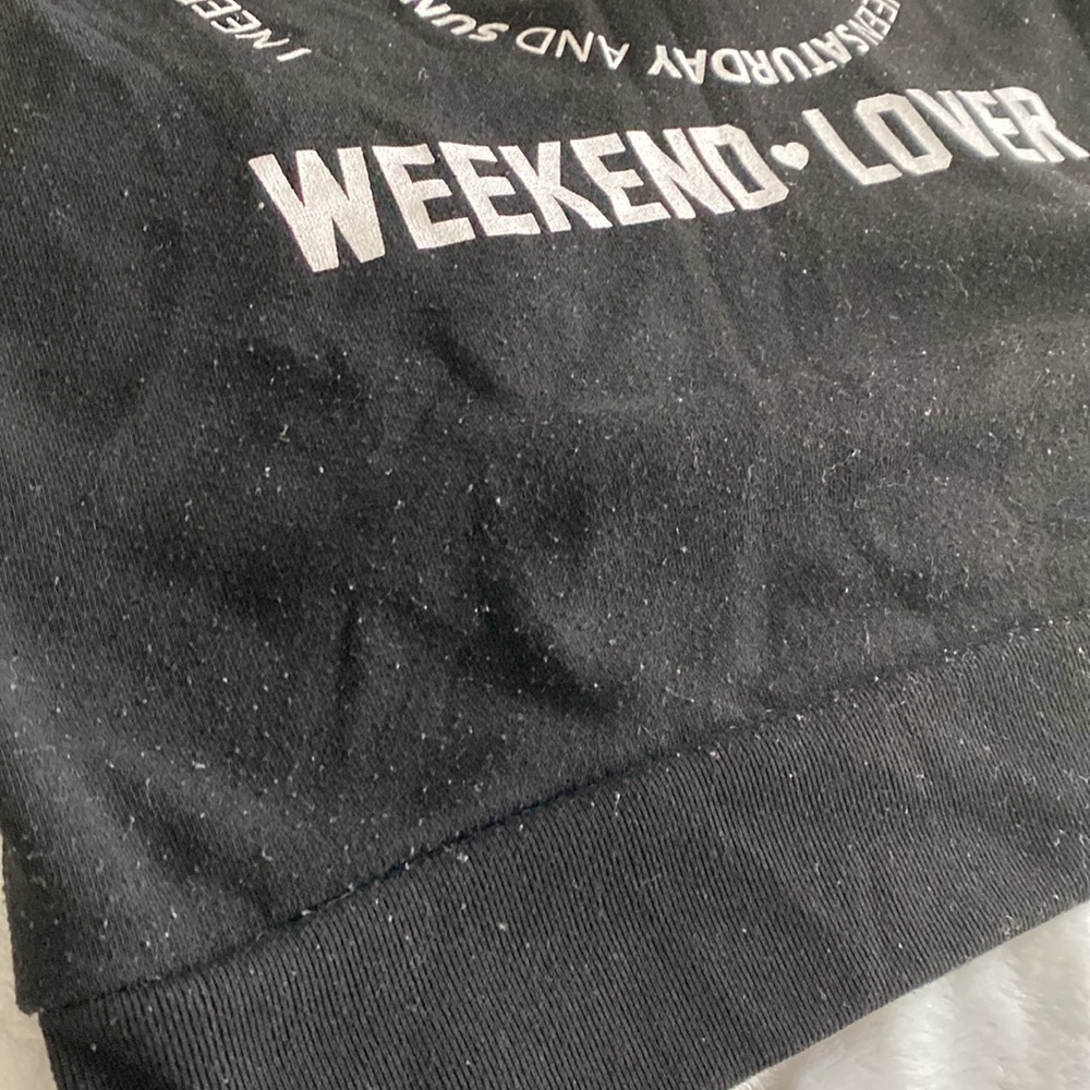 Black “Weekend Lover” full body zipper fleece hoodie - Picture 9 of 17